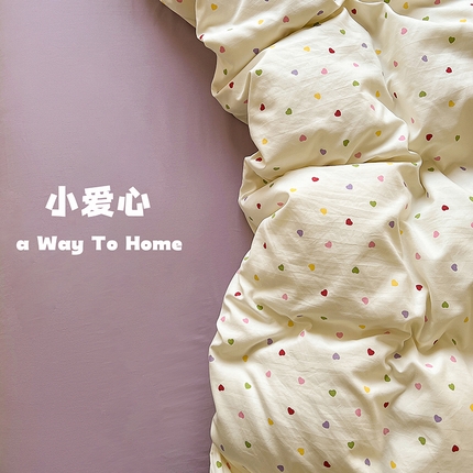 91家纺网 家纺一手货源 找家纺 （总）茉礼 2025新款高克重ins风超柔软软糯糯小清新卡通印花水洗棉四件套