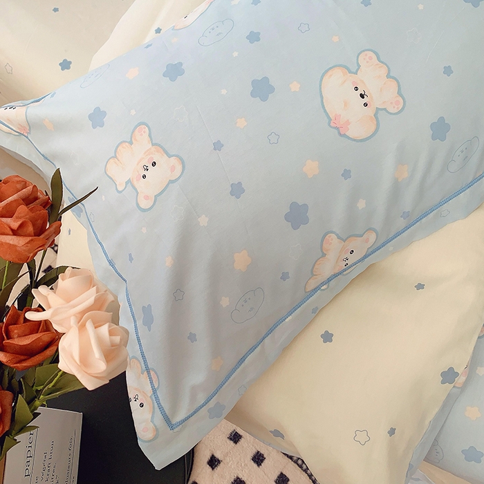 91家纺网 家纺一手货源 找家纺 2025新款亲肤舒适小清新全棉四件套小号标准都有 狗狗精灵