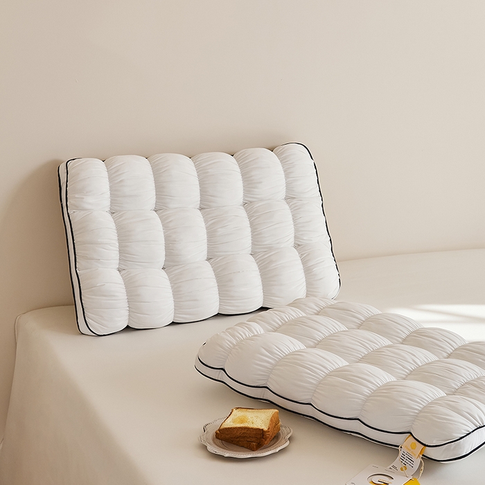 91家纺网 家纺一手货源 找家纺 微枕芯 2025新款法式云朵面包枕枕头枕芯48*74cm±2cm 法式云朵面包枕-白色