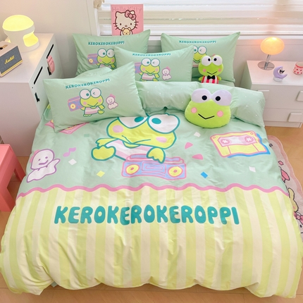暮思家居 2025新款正版授权三丽鸥大阪全棉数码印花纯棉四件套（第三批） 大版-可爱大眼蛙