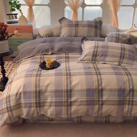 91家纺网 家纺一手货源 找家纺 2025新款亲肤舒适小清新全棉四件套 青春格调