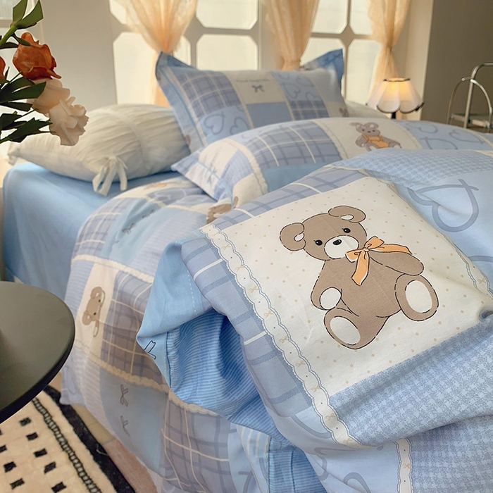 91家纺网 家纺一手货源 找家纺 2025新款亲肤舒适小清新全棉四件套小号标准都有 宠物城