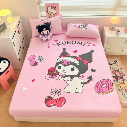 暮思家居 2025新款正版授权三丽鸥大阪全棉数码印花纯棉单品床笠（第二批） A版-美味库洛米