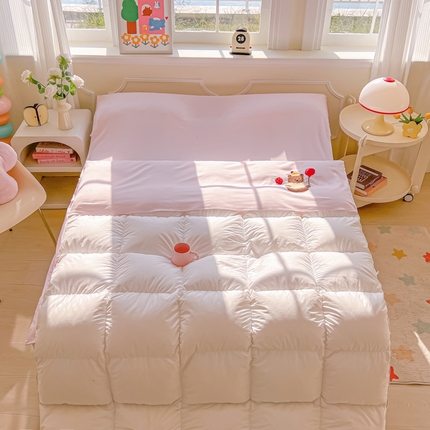 柒星睡袋 2025新款a类水洗毛巾绣一次性隔脏睡袋 巴萨熊浅粉