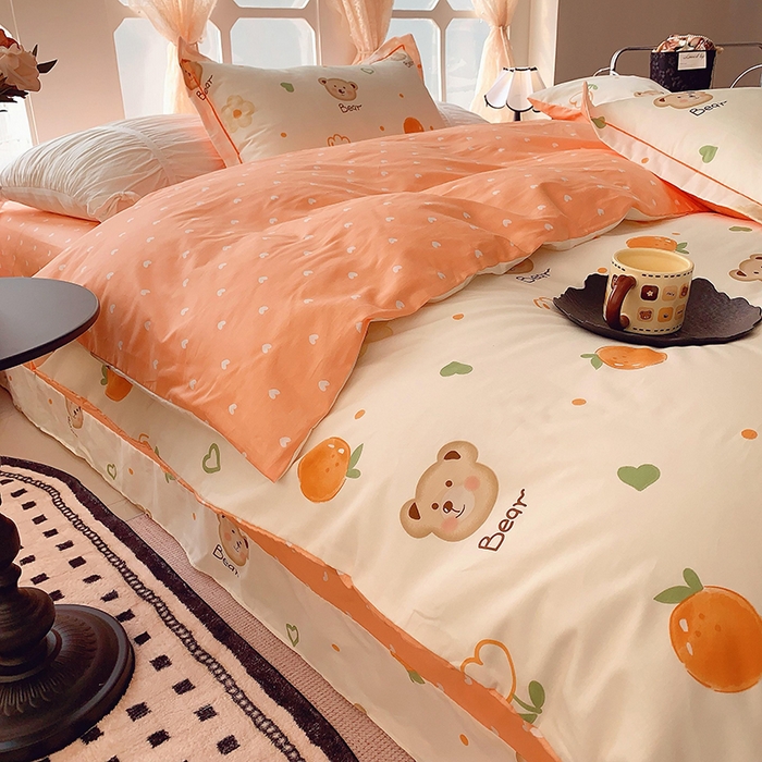 91家纺网 家纺一手货源 找家纺 2025新款亲肤舒适小清新全棉四件套 熊宝乐园