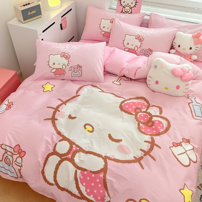 91家纺网 家纺一手货源 找家纺 暮思家居 2025新款正版授权三丽鸥大阪全棉数码印花纯棉四件套（第三批） 大版-晚安凯蒂