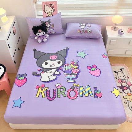 暮思家居 2025新款正版授权三丽鸥大阪全棉数码印花纯棉单品床笠（第二批） A版-草莓库洛米