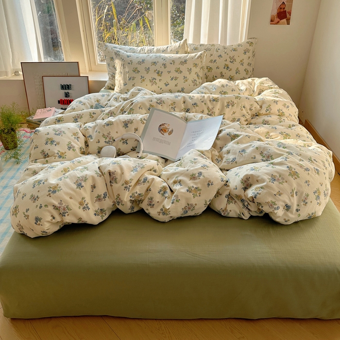 91家纺网 家纺一手货源 找家纺 雅居纺家纺 2025新款全棉双层纱四件套 初夏