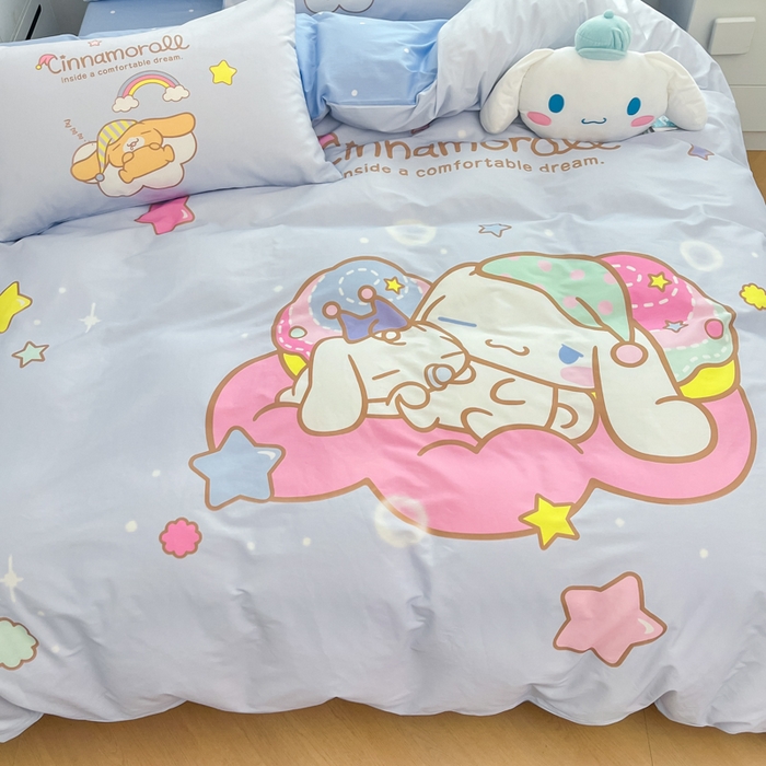 91家纺网 家纺一手货源 找家纺 暮思家居 2025新款正版授权三丽鸥大阪全棉数码印花纯棉四件套（第三批） 大版-彩虹大耳狗