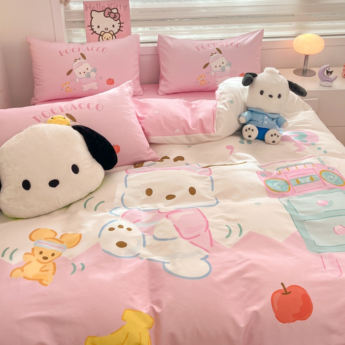 91家纺网 家纺一手货源 找家纺 暮思家居 2025新款正版授权三丽鸥大阪全棉数码印花纯棉四件套（第三批） 大版-活力帕恰狗