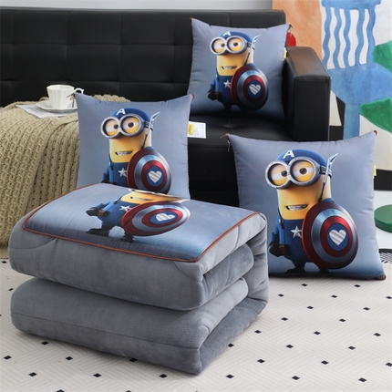 91家纺网 家纺一手货源 找家纺 （总）宝马家纺（原梦童画） 2025新款小黄人牛奶绒数码印花抱枕被