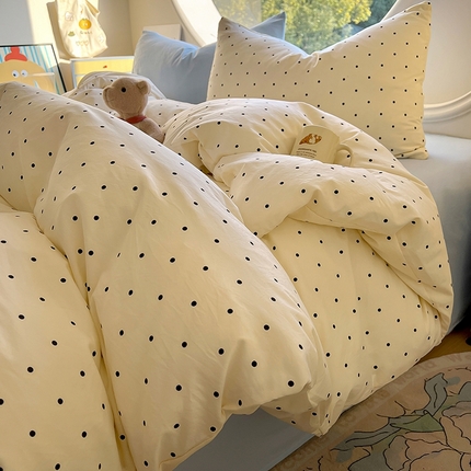 91家纺网 家纺一手货源 找家纺 （总）茉礼 2025新款高克重ins风超柔软软糯糯小清新卡通印花水洗棉四件套