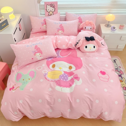 暮思家居 2025新款正版授权三丽鸥大阪全棉数码印花纯棉四件套（第三批） 大版-波点美乐蒂