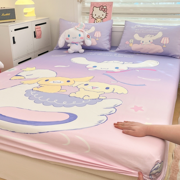 91家纺网 家纺一手货源 找家纺 暮思家居 2025新款正版授权三丽鸥大阪全棉数码印花纯棉单品床笠（第二批） A版-天使大耳狗