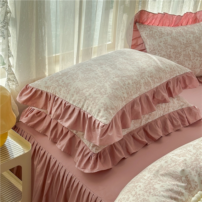 91家纺网 家纺一手货源 找家纺 忘忧草 2025新款全棉小清新床裙四件套 森物语