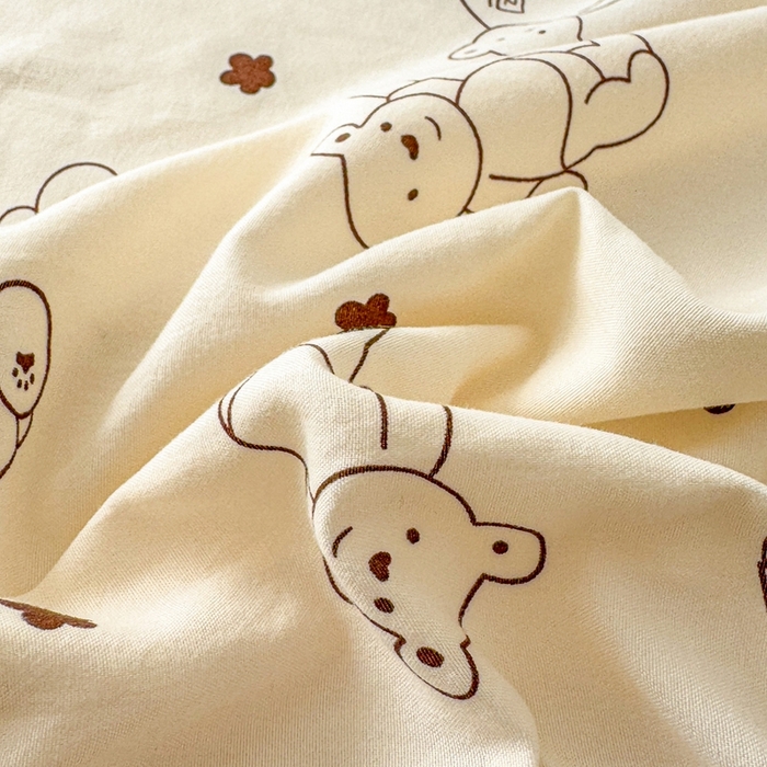 91家纺网 家纺一手货源 找家纺 温眠 2025新款A类亲肤水洗棉可爱卡通印花床笠 可爱小熊