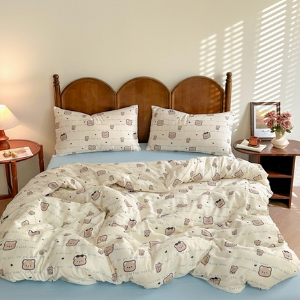 2025新款A类母婴级有氧全棉纯棉双层纱纯棉印花四件套 场景二 海盐波波