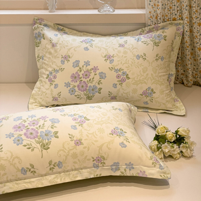 91家纺网 家纺一手货源 找家纺 2025春夏新款全棉花卉系列印花单枕套 岸边花语