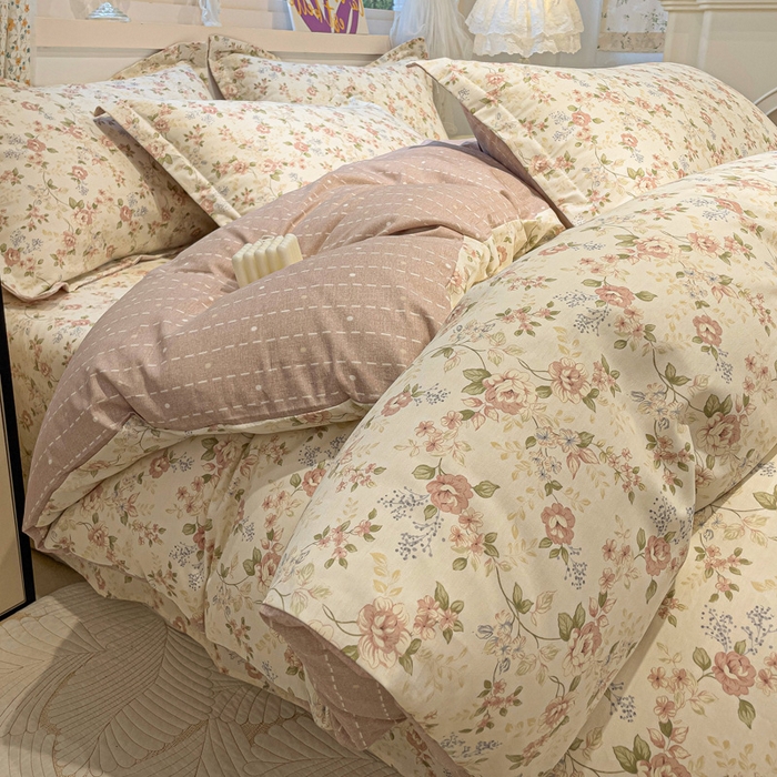 91家纺网 家纺一手货源 找家纺 2025春夏新款全棉花卉系列印花单被套 露丝