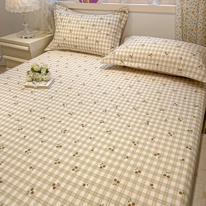 91家纺网 家纺一手货源 找家纺 2025春夏新款全棉花卉系列印花床单 酸甜樱桃