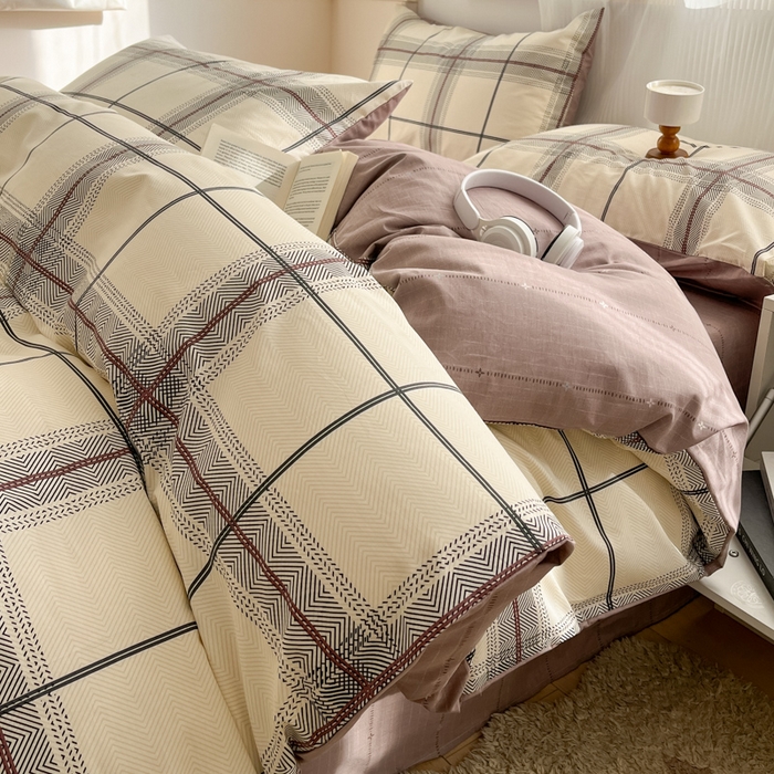 91家纺网 家纺一手货源 找家纺 西引力 2025开春新款全棉印花四件套单被套系列 曲美空间