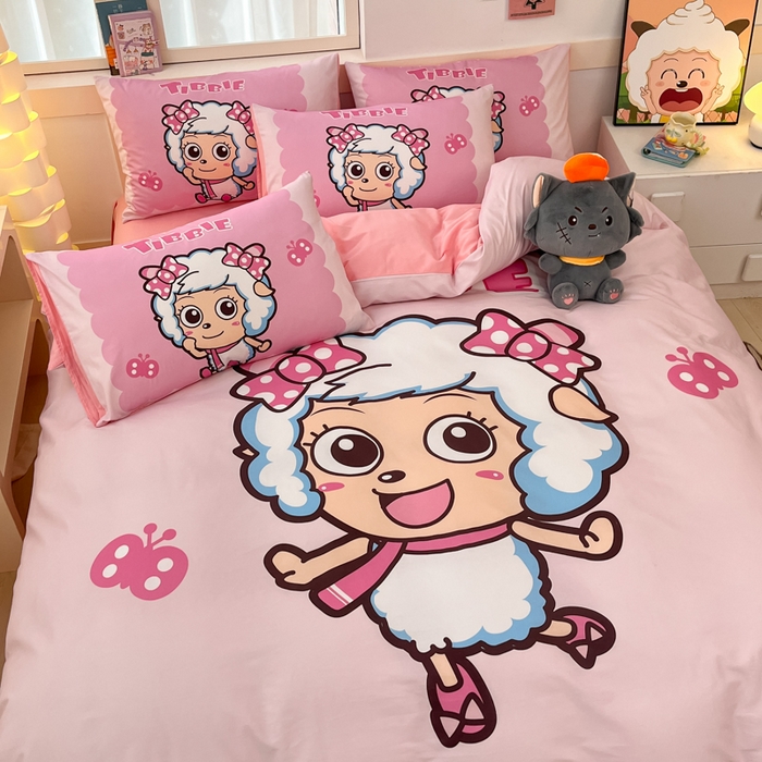 91家纺网 家纺一手货源 找家纺 金爱家 2025新款纯棉数码印花系列四件套 甜蜜时刻