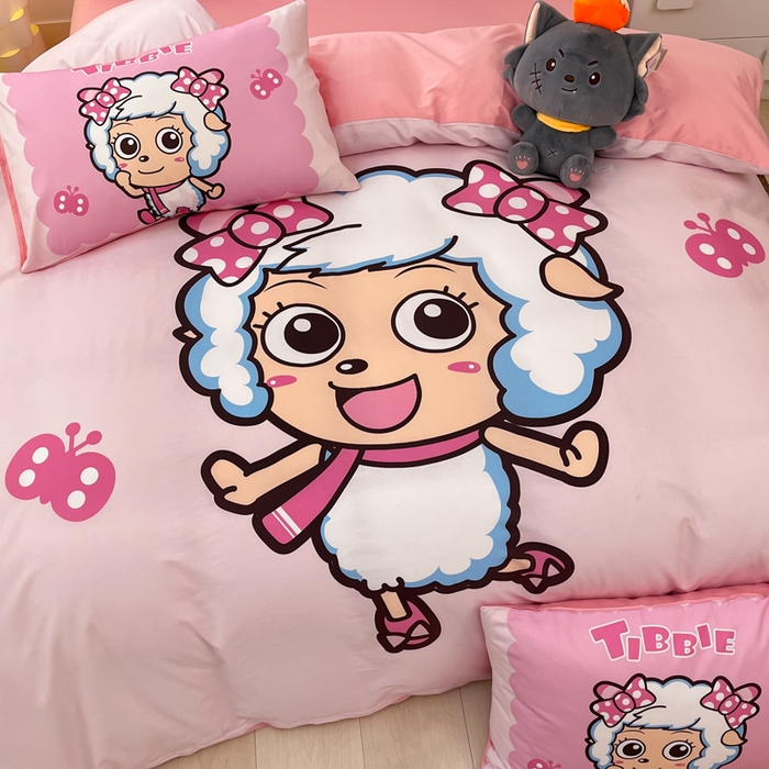 91家纺网 家纺一手货源 找家纺 金爱家 2025新款纯棉数码印花系列四件套 甜蜜时刻