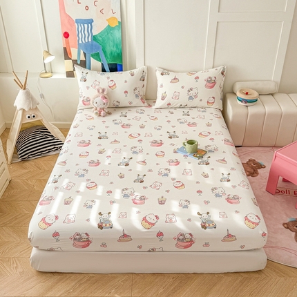 91家纺网 家纺一手货源 找家纺 （总）温眠 2025新款A类亲肤水洗棉可爱卡通印花床笠