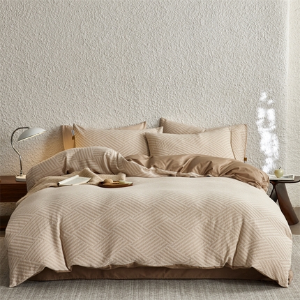 91家纺网 家纺一手货源 找家纺 （总）凯磊家纺 2025新款色织提花双层纱四件套