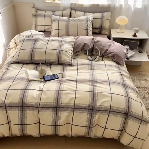 91家纺网 家纺一手货源 找家纺 西引力 2025开春新款全棉印花四件套单被套系列 曲美空间