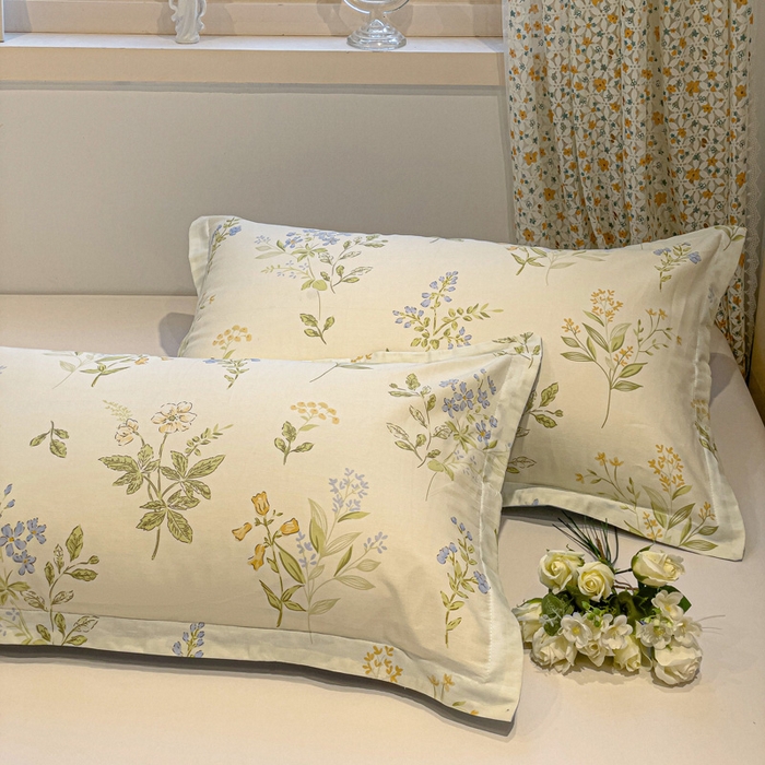 91家纺网 家纺一手货源 找家纺 2025春夏新款全棉花卉系列印花单枕套 沁园春