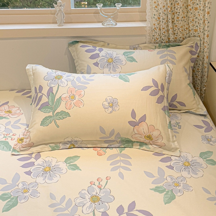 91家纺网 家纺一手货源 找家纺 2025春夏新款全棉花卉系列印花单枕套 花漾星辰