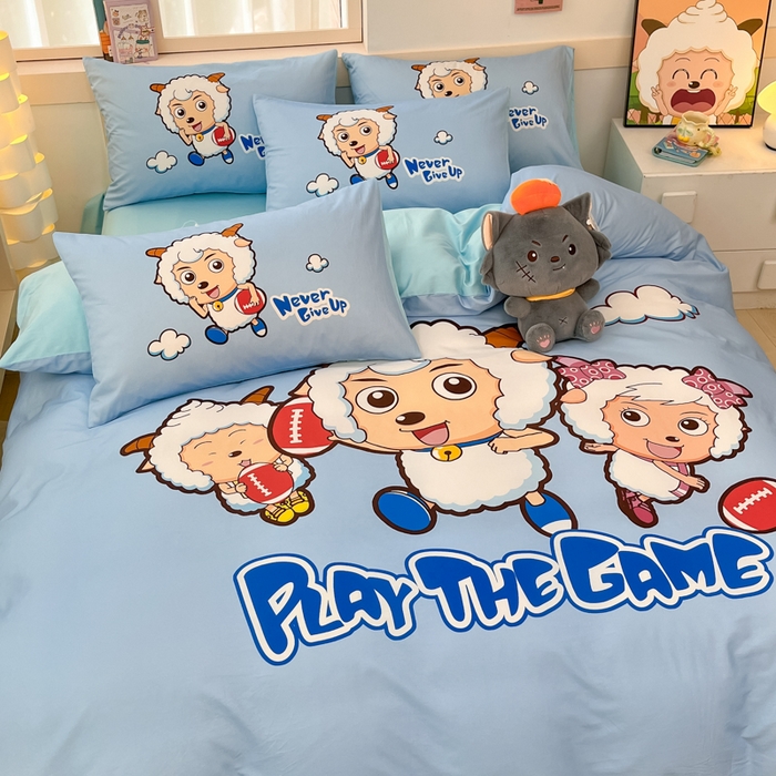 91家纺网 家纺一手货源 找家纺 金爱家 2025新款纯棉数码印花系列四件套 亲亲伙伴