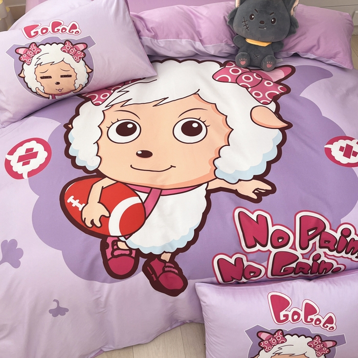 91家纺网 家纺一手货源 找家纺 金爱家 2025新款纯棉数码印花系列四件套 运动精灵