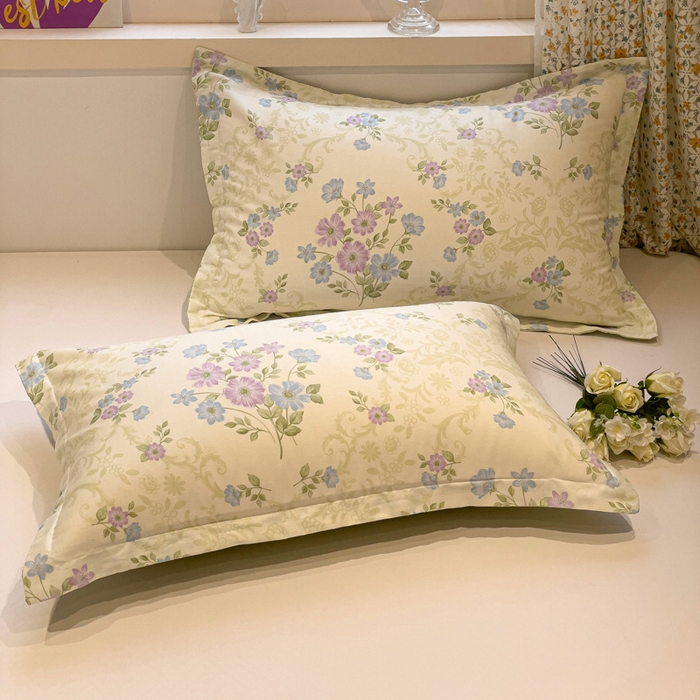 91家纺网 家纺一手货源 找家纺 2025春夏新款全棉花卉系列印花单枕套 岸边花语