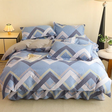 八十八家纺 2025新款全棉12868床裙款四件套潮流艺术