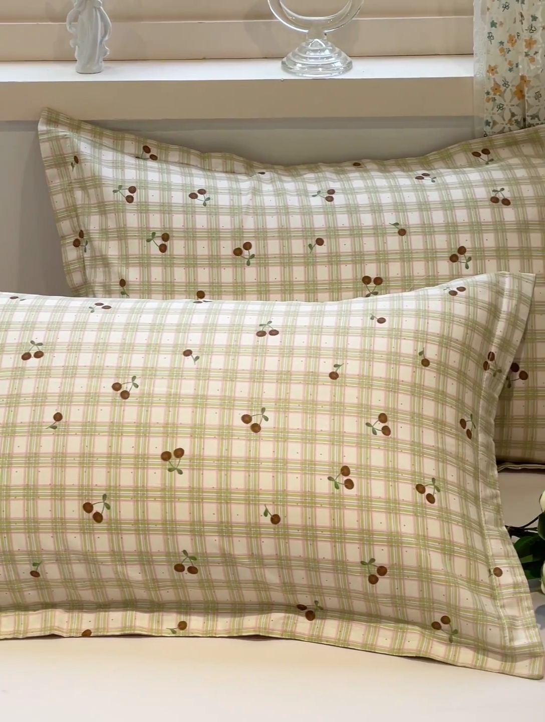 91家纺网 家纺一手货源 找家纺 2025春夏新款全棉花卉系列印花单枕套 酸甜樱桃