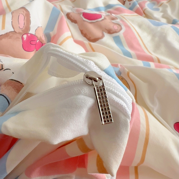 91家纺网 家纺一手货源 找家纺 春光里 2025新款水洗棉印花系列四件套 小兔软团