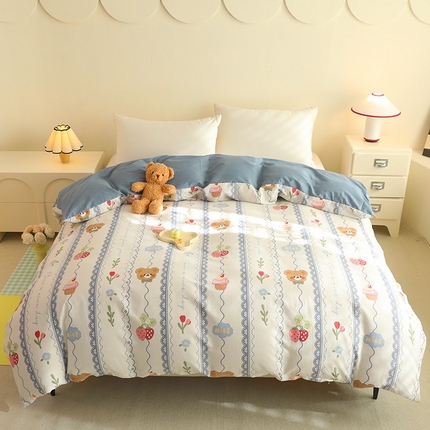 八十八家纺 2025新款全棉12868系列单品被套奶油小熊