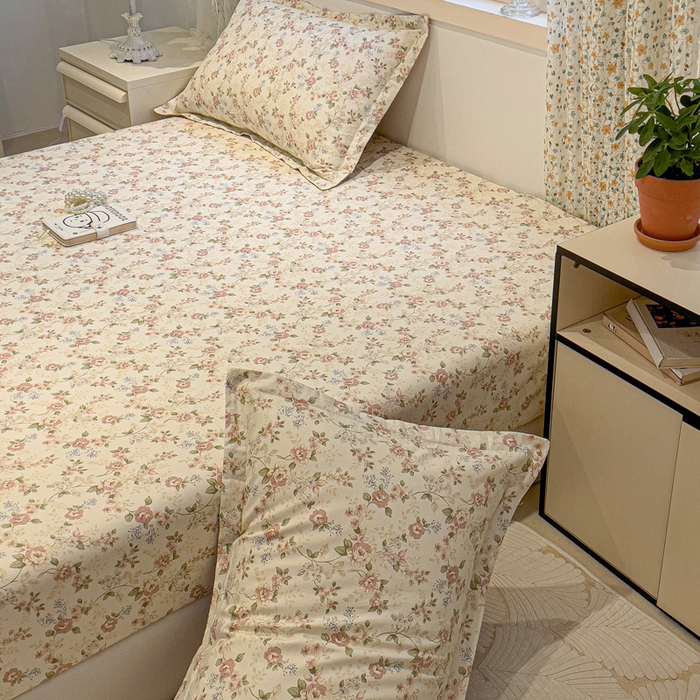 91家纺网 家纺一手货源 找家纺 2025春夏新款全棉花卉系列印花单床笠 露丝