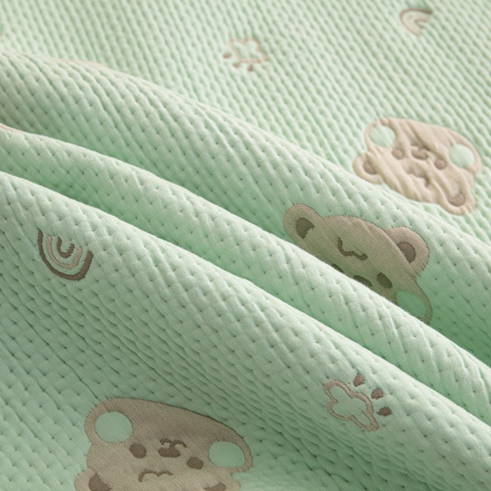 91家纺网 家纺一手货源 找家纺 手艺人2025新款A类宝宝四季全棉提花双面可铺盖床盖榻榻米炕盖炕垫盖毯AC01-AC10 AC06绿