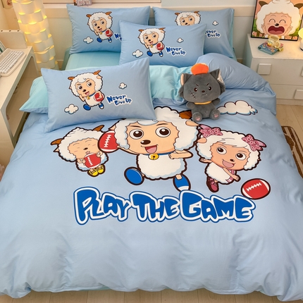 金爱家 2025新款纯棉数码印花系列四件套 亲亲伙伴