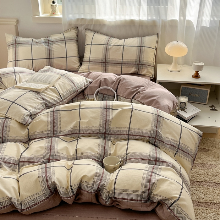 91家纺网 家纺一手货源 找家纺 西引力 2025开春新款全棉印花四件套单被套系列 曲美空间