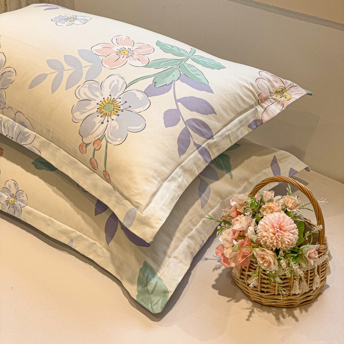 91家纺网 家纺一手货源 找家纺 2025春夏新款全棉花卉系列印花单枕套 花漾星辰