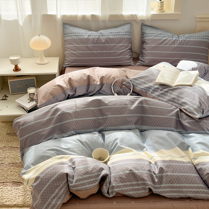 91家纺网 家纺一手货源 找家纺 西引力 2025开春新款全棉印花四件套单被套系列 莫尼兰