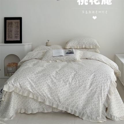 91家纺网 家纺一手货源 找家纺 （总）佰织鑫家居 2025新款全棉法式砂洗棉花床盖款被套四件套
