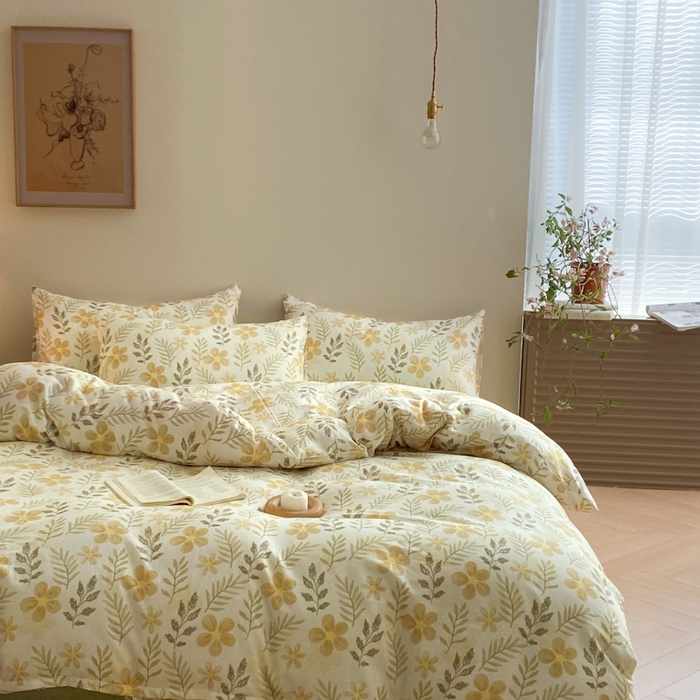 91家纺网 家纺一手货源 找家纺 2025新款A类母婴级有氧全棉纯棉双层纱纯棉印花四件套 场景一 初夏