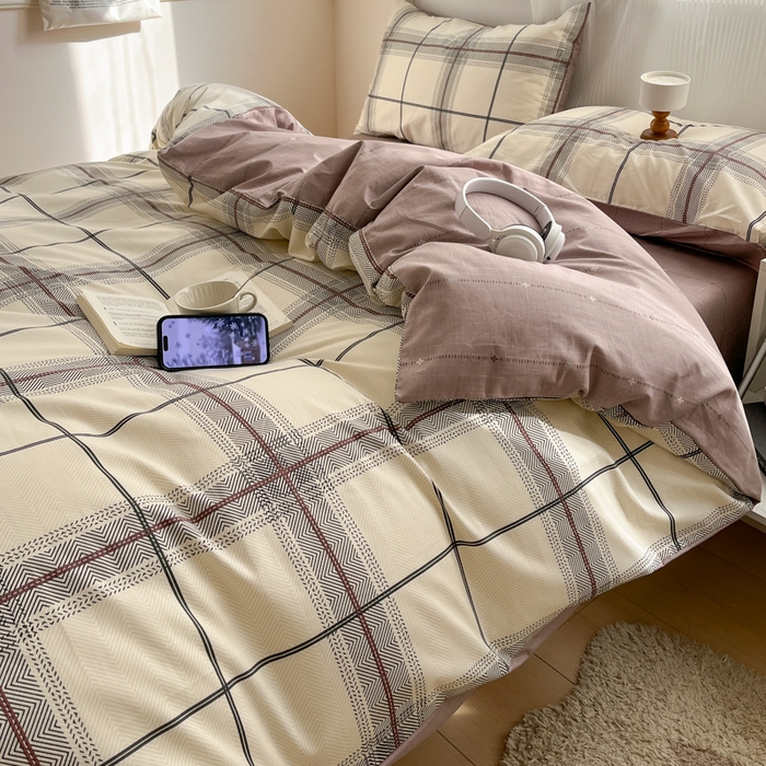 91家纺网 家纺一手货源 找家纺 西引力 2025开春新款全棉印花四件套单被套系列 曲美空间