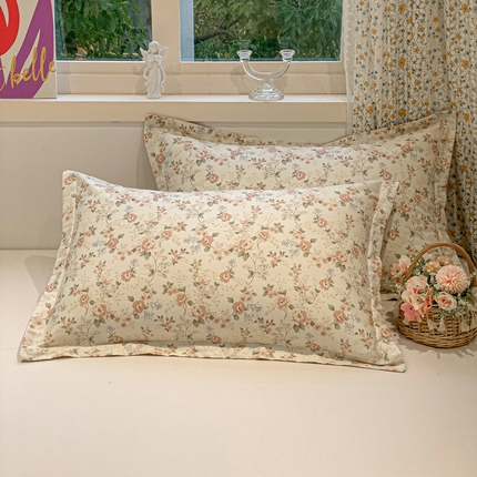2025春夏新款全棉花卉系列印花单枕套 露丝