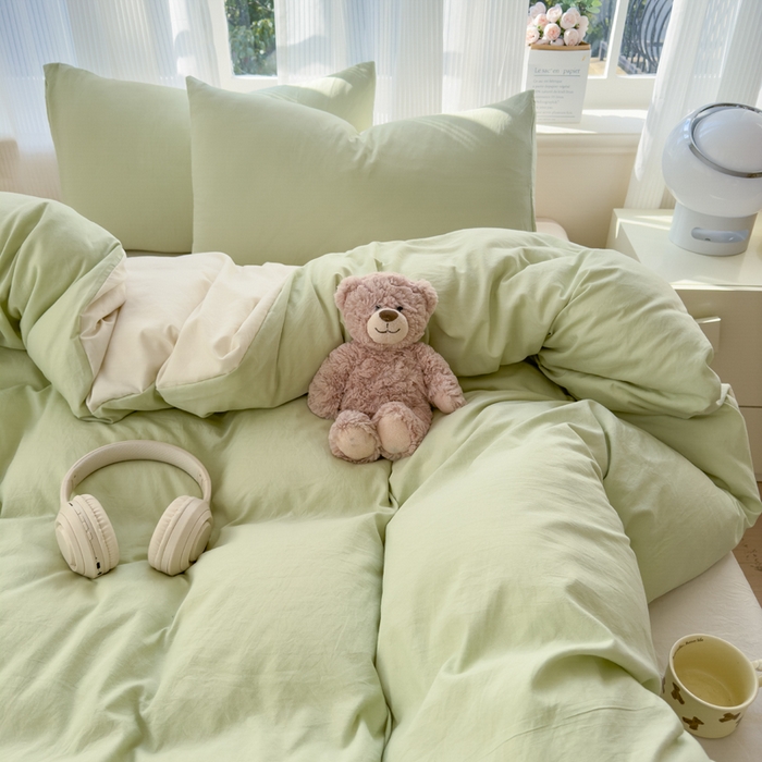 91家纺网 家纺一手货源 找家纺 （总）优佳优品 2024新款亲肤水洗棉纯色四件套